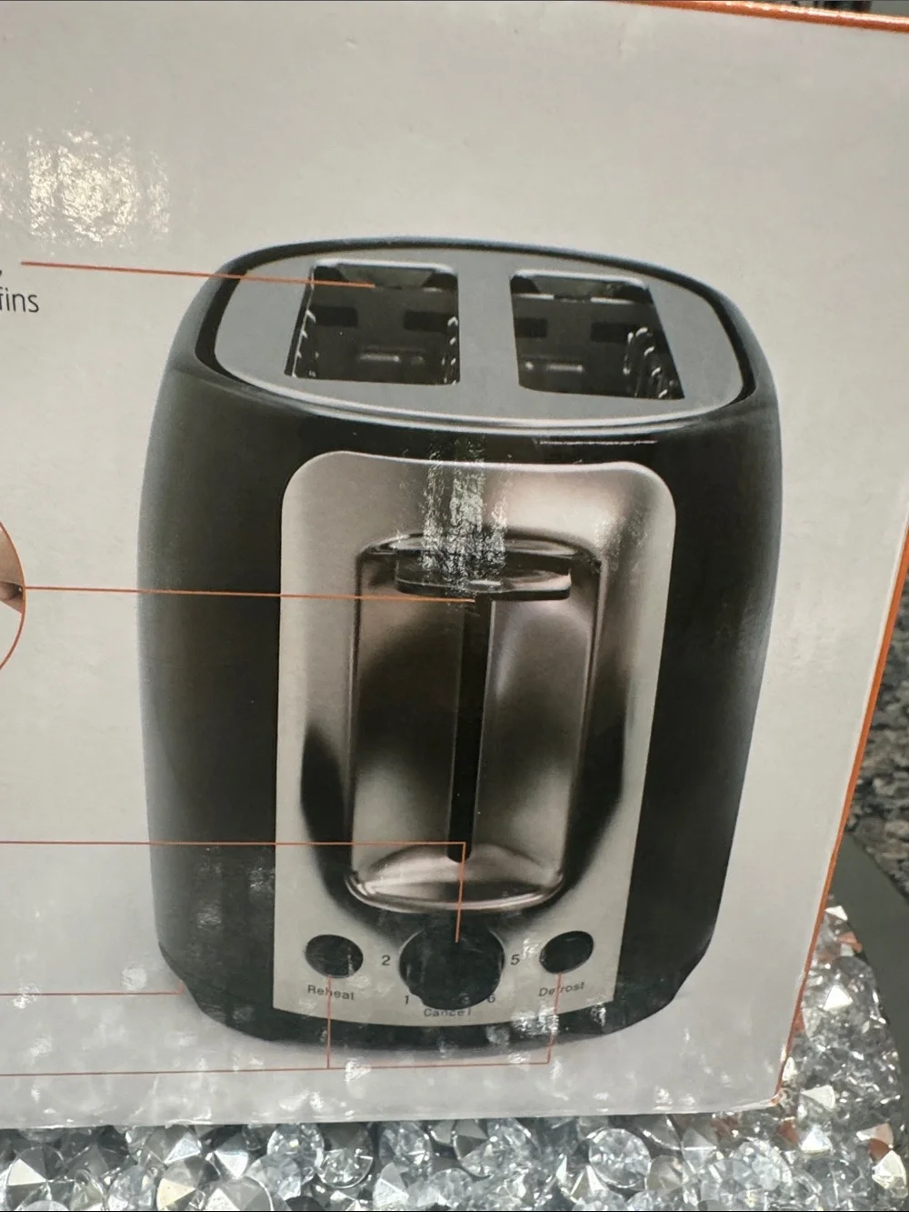 Parini 2-Slice Bread Toaster in Black NEW